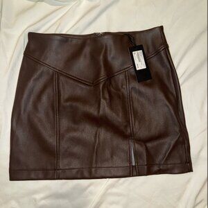 NWT Vegan Leather Chocolate Brown Mini Skirt